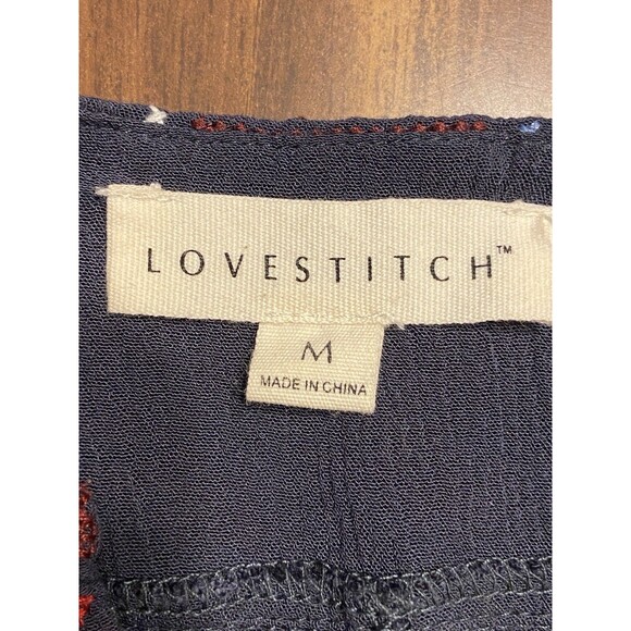 Boho Navy Blue Dress Embroidered Boho Sz Medium Peasant Hippie Short Sleeve Midi - Picture 9 of 16